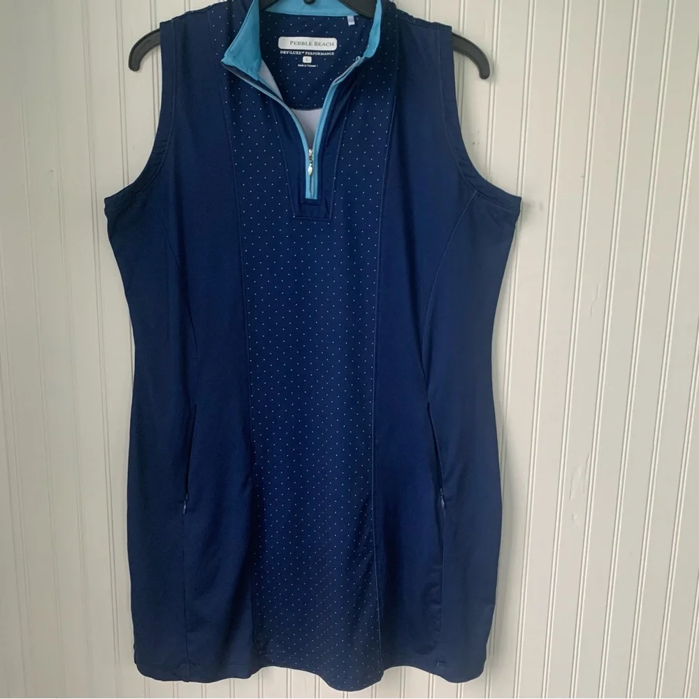 Pebble Beach (L) Dry Luxe Navy Sleeveless Dress with Light Blue Accents - Picture 1 of 7